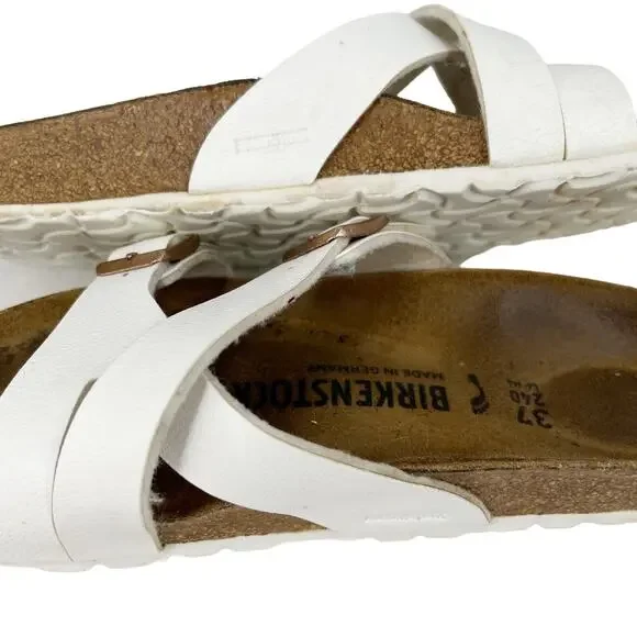 Birkenstock Yao Sandals White Double Buckle 37 L6M4 - Picture 8 of 14